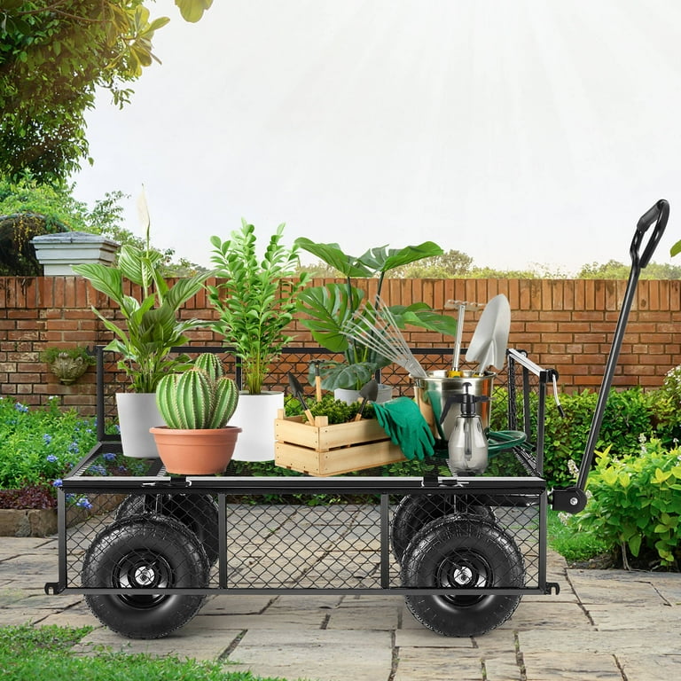 VIBESPARK Steel Mesh Garden Cart with 10
