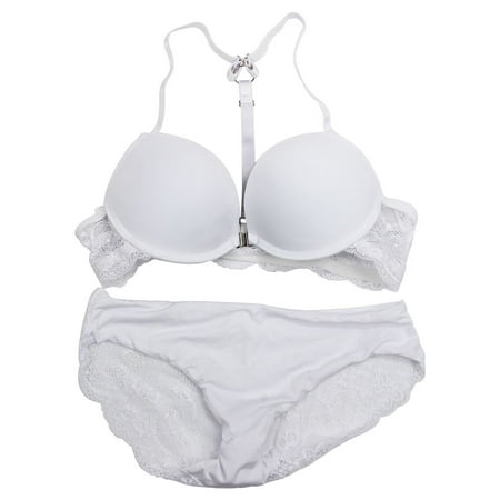 

Lace Sexy Women Underwear Set Up Front Closure Y- Bra Sets Blue B Cup 34B/75B white