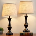 thumbnail image 5 of NATYSWAN Table Lamp Set of 2, 19" Farmhouse Vintage Bedside Lamps for Living Room & Bedroom, Desk Lamps for Nightstand, Office, Study(Bulb not Included), 5 of 9