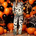 thumbnail image 3 of DISKEBUISS Pajama Sets for Women Halloween Print Long Sleeve Tops & Pants 2 Piece Casual Home Comfort, 3 of 5