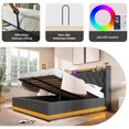 thumbnail image 6 of Full Size Upholstered Bed with 360 Surround LED Function, Linen Bed Frame with Buttons/Apps/Remote Control, Hydraulic Storage Bed with Charging, Gray (Without Mattress), 6 of 9