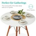 thumbnail image 4 of Best Choice Products 35.5in Round Compact Mid-Century Modern Dining Table w/ Beech Wood Legs, Metal Frame - White, 4 of 9