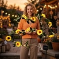 thumbnail image 5 of 90.6in Solar Sunflower String Lights, Artificial Vine with Starry LED Fairy Lights, Floral Garland for Outdoor Garden Fence Decor, 5 of 5