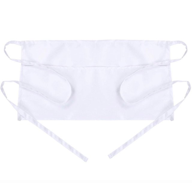 Waist Apron with 3 Pockets - Waitress Waitress Short Apron (White) Tw