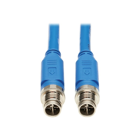 Tripp Lite M12 X-code Cat6a 10g F/UTP Cmr-lp Shielded Ethernet Cable (m/m), Ip68, Poe, Blue, 3 M (9.8 Ft.) - Network Cable - Taa Compliant - 8 Pin M12-x (m) to 8 Pin M12-x (m) - 10 Ft - Foiled