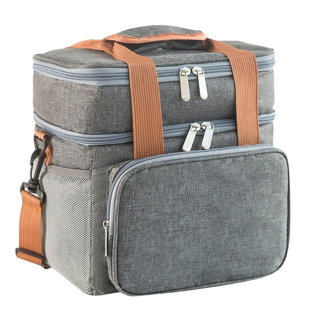Insulated Large Lunch Box, Double Heavy Duty Lunch Bag Leak Proof Refrigerated Bag, Suitable For Men And Women Adults Flight Beach Day Trip