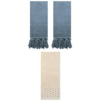 Unique Bargains 3 Pack Solid Cotton Hand Towel for Bathroom 14" x 30" Blue/Light Brown