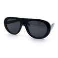 thumbnail image 4 of Retro Futurism Bold Flat Top Thick Plastic Racer Fashion Sunglasses [All Black], 4 of 7