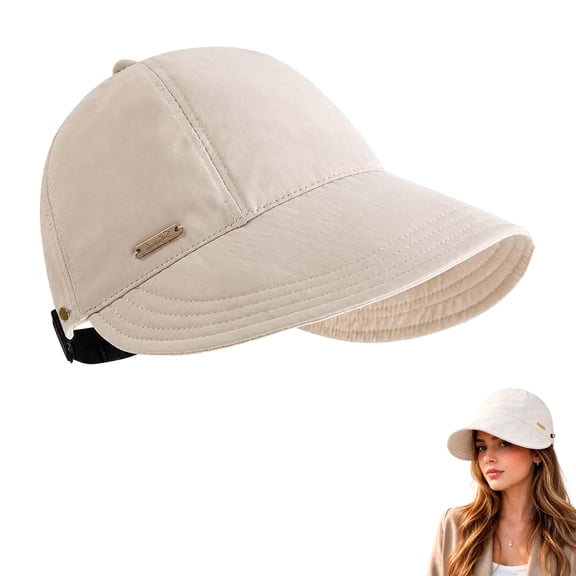 Women's Wide Brim Sun Visor Hat, Adjustable Ponytail Cap with UV Protection for Outdoor Hiking Fishing