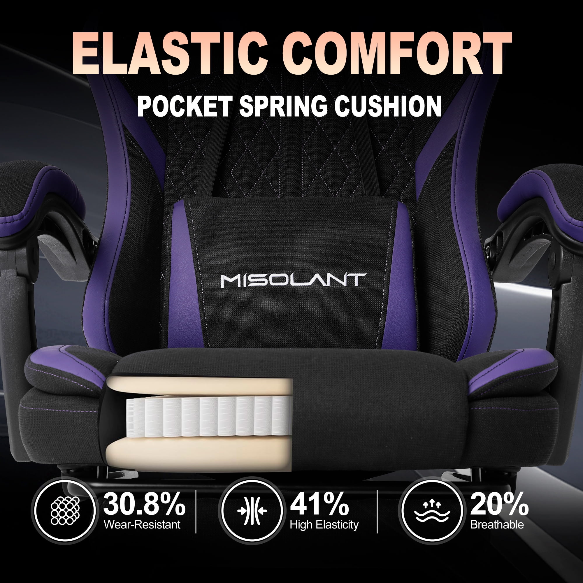 Misolant Gaming Chairs with Footrest,Massage Leather Game Chair for Adults,Big and Tall Gamer Chair with Headrest and Lumbar Support