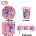 thumbnail image 1 of Disney pink Stitch Themed Disposable Tableware Paper Plates For girl Favors Birthday Baby Shower Supplies Lilo&Stitch Party DecoChina Gao Jinjia LED, 1 of 2