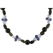 10-11mm Purple Cultured Freshwater Coin Pearl, Black Agate, Amethyst and Smoky Quartz Necklace, 52"