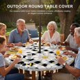 thumbnail image 3 of Round Outdoor Tablecloth with Umbrella Hole and Zipper, White Daisy Farmhouse Tablecloth with Elastic Waterproof, Garden Floral Honeybees Black Plaid Patio Table Covers for 55" - 60" Pool Tables, 3 of 9