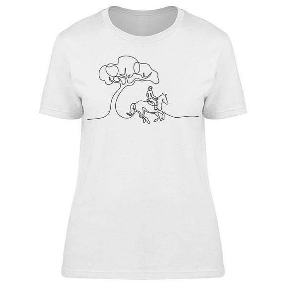Horse And Rider, Hand Drawn T-Shirt Women -Image by Shutterstock, Female Large