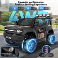 thumbnail image 3 of Farmdex 24V Ride on Toys with Remote Control, 2 XL Seater Electric Truck Car for Kids w/ 22'' Large Seat, 4WD/2WD Switchable, Powered Ride on Cars w/ Bluetooth, LED Lights, 3 Speeds, 4 x 200W, Black, 3 of 9