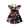 thumbnail image 2 of Douhoow Kids Girls Romper Flowers Printed Off Shoulder Ruffles Sling Jumpsuits One-piece Playsuit, 2 of 8