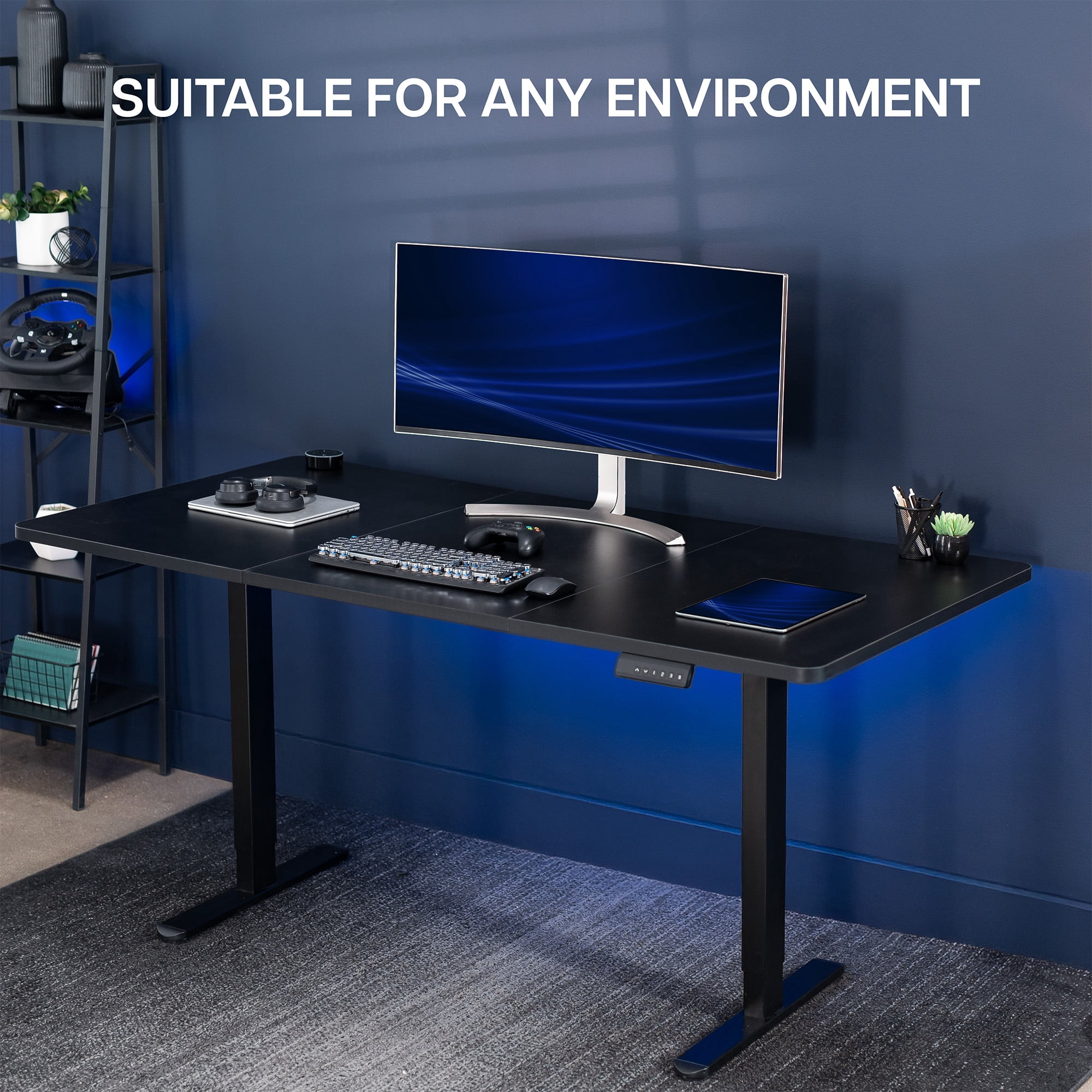 VIVO Electric Dual Motor 71” x 36” Standing Desk, Black Top, Black Frame
