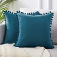 thumbnail image 1 of Dinheiro Topfinel 2er Set Samt Kissen mit Pompoms Einfarbig Weihnachten Kissenbezüge Dekorative Kissenhülle Kopfkissen Sitzkissen Dekokissen Couchkisen für Sofa Schlafzimmer Büro Auto 40X40cm Rosa, 1 of 7