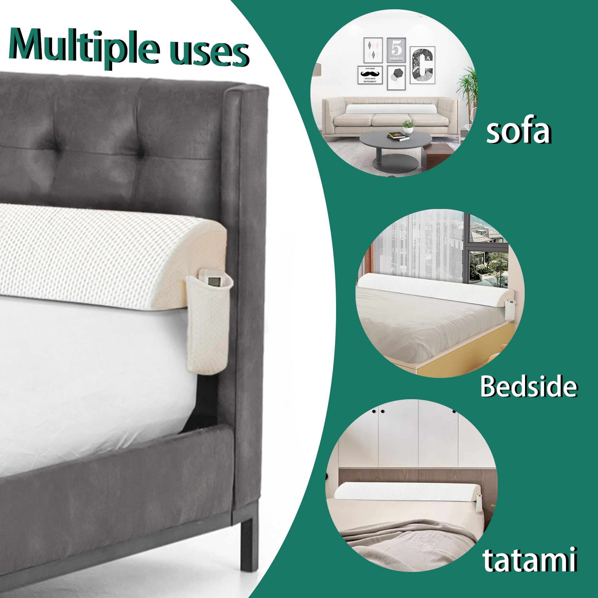 Jakoola Queen Size 60"x 8"x 6" Bed Wedge Pillow Stopper Mattress Filler Pillow for Gap Between Mattress and Headboard Sideboard