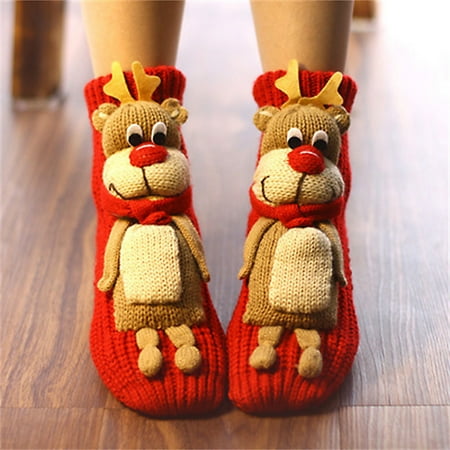 

Socks Clearance Christmas Socks Sleep Socks Lovely Socks Floor Socks Three-Dimensional Cartoon Wool Socks Thickened Warm Socks In Winter Red One Size Y11