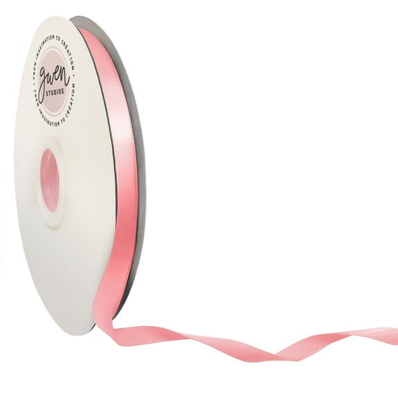 TUWAFE Light Pink Double Faced Satin Ribbon 3/8 Inch x 100 Yards, Soft Polyester Craft Ribbon for Bows & Wedding Decor