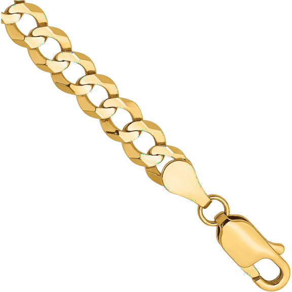 10K Solid Yellow Gold 4.7mm Cuban Curb Link Chain Bracelet