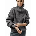 thumbnail image 2 of Women'S Sweaters 2025 Fall Winter Quarter Zip Casual Diamond Knit Pullover Grey M, 2 of 10