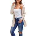 thumbnail image 4 of xiaxaixu Women Solid Color Knitted Cardigan, Long Sleeve Open Front Sweater, 4 of 7