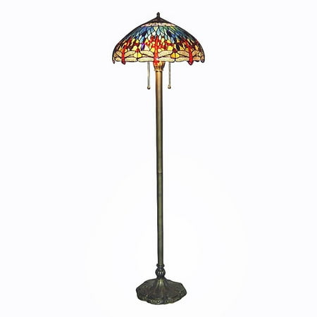 - Serena d'italia Tiffany 2 light Blue Dragonfly 58 in. Bronze Floor Lamp