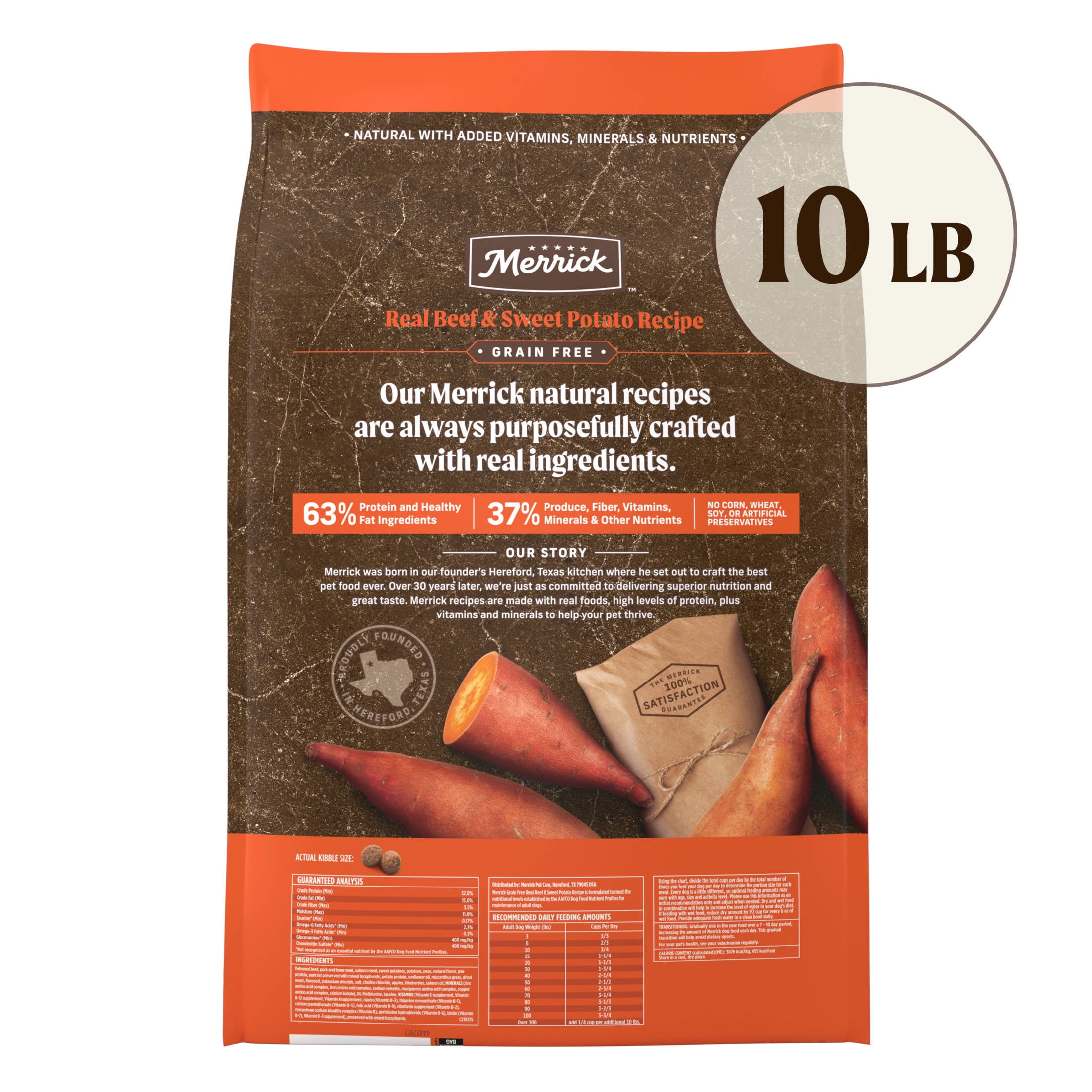 Merrick Premium Grain Free Dry Adult Dog Food, Wholesome And Natural Kibble, Real Beef And Sweet Potato, 10.0 lb. Bag