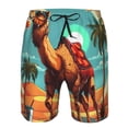 thumbnail image 3 of Cauagu Cool Camel Oasis Vibes Print Men's Swim Trunks,Hawaiian Bathing Suit Swimsuits Beach Shorts with Pockets for Men Quick Dry Swimming Board Shorts-Small, 3 of 6