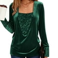 thumbnail image 6 of UTSJKR Sequin Tops for Women Long Sleeve Square Neck Sparkly Blouse Loose Glitter Cocktail Party Night Top Green L, 6 of 8