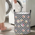 thumbnail image 4 of Laundry Basket, Floral Flower Checkerboard 90s Y2K Laundry Hamper Waterproof Laundry Bag Clothes Hamper Laundry Bin with Handles for Bedroom, Living Room, Kids Room, 4 of 6
