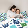 thumbnail image 4 of spefrowx Multicolor Checker Bow Full Size Comforter Sets for Boys, Blue Love Heart Bedding Comforter Set, Stars Reversible, 3 Pieces, 1 Comforter and 2 Pillowcases, 4 of 6