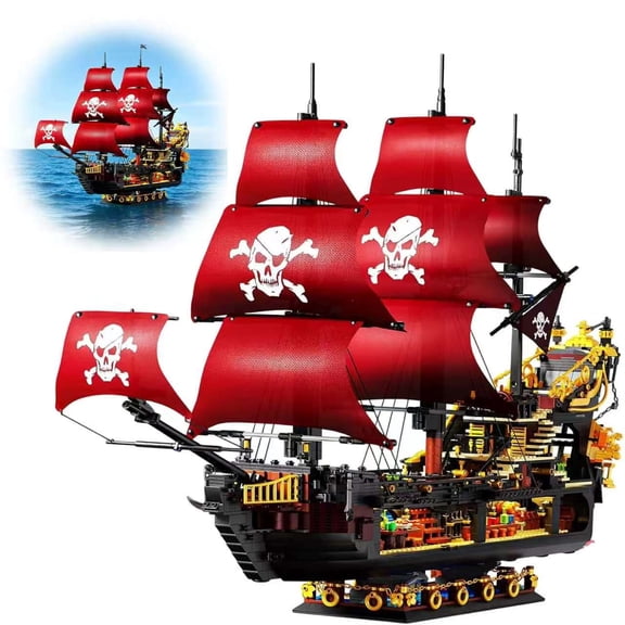 Adult Pirate Ship Building Kit, Queen Anne's Revenge Pirate Ship Mini Building Block Sets for Adults, Construction Toys Gift for Teens & Men, Not Compatible with Lego Pirate Ship, 3399 PCS