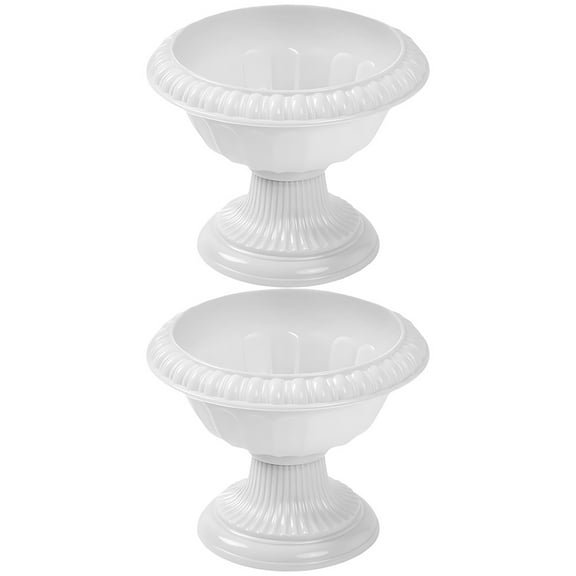 TEHAUX 2-Pack Indoor Outdoor Decorative White Plastic Urn Planter PP Material