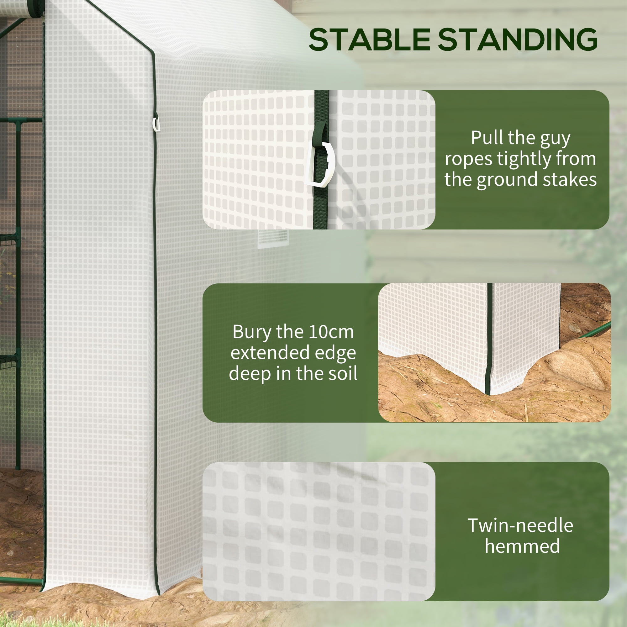 Outsunny 4.6' x 4.7' Small Portable Walk-In Greenhouse w/ Shelves, White