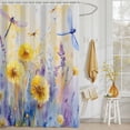 thumbnail image 3 of Shower Curtain Yellow Purple Flower Shower Curtains for Bathroom Decor, Waterproof Polyester Shower Curtain Set with Hooks, Small Stall Size 36" x 72" Watercolor Dragonfly, 3 of 9