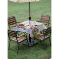 thumbnail image 3 of Outdoor Tablecloth with Umbrella Hole and Zipper, Grey Snowman Christmas Square Table Cloth 60x60 Inch Waterproof Tablecloth, Snowflake Red Truck Xmas Tree Gifts Picnic Table Cover for Patio Camping, 3 of 7