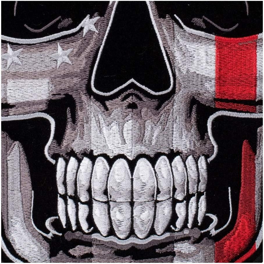 Thin Red Line Subdued US Flag Skull Patch Unisex, Firefighter Patches