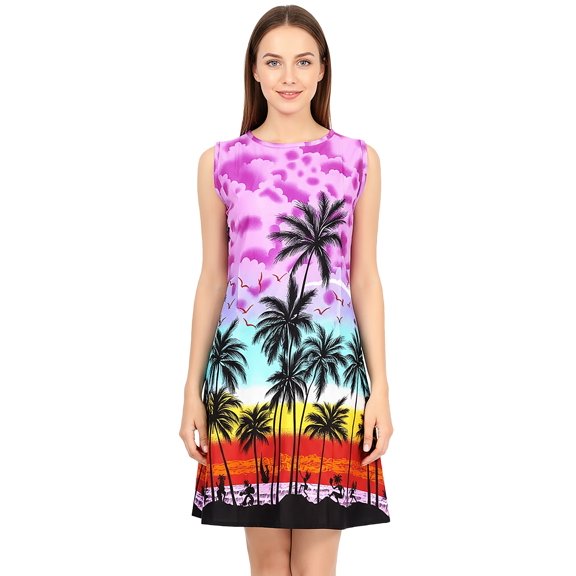 HAPPY BAY Women's Beachwear Swimsuit Coverups Summer Swim Beach Dress Cover ups for Swimwear Women Loose Bathing Suit 12-14 Violet, Palm Tree