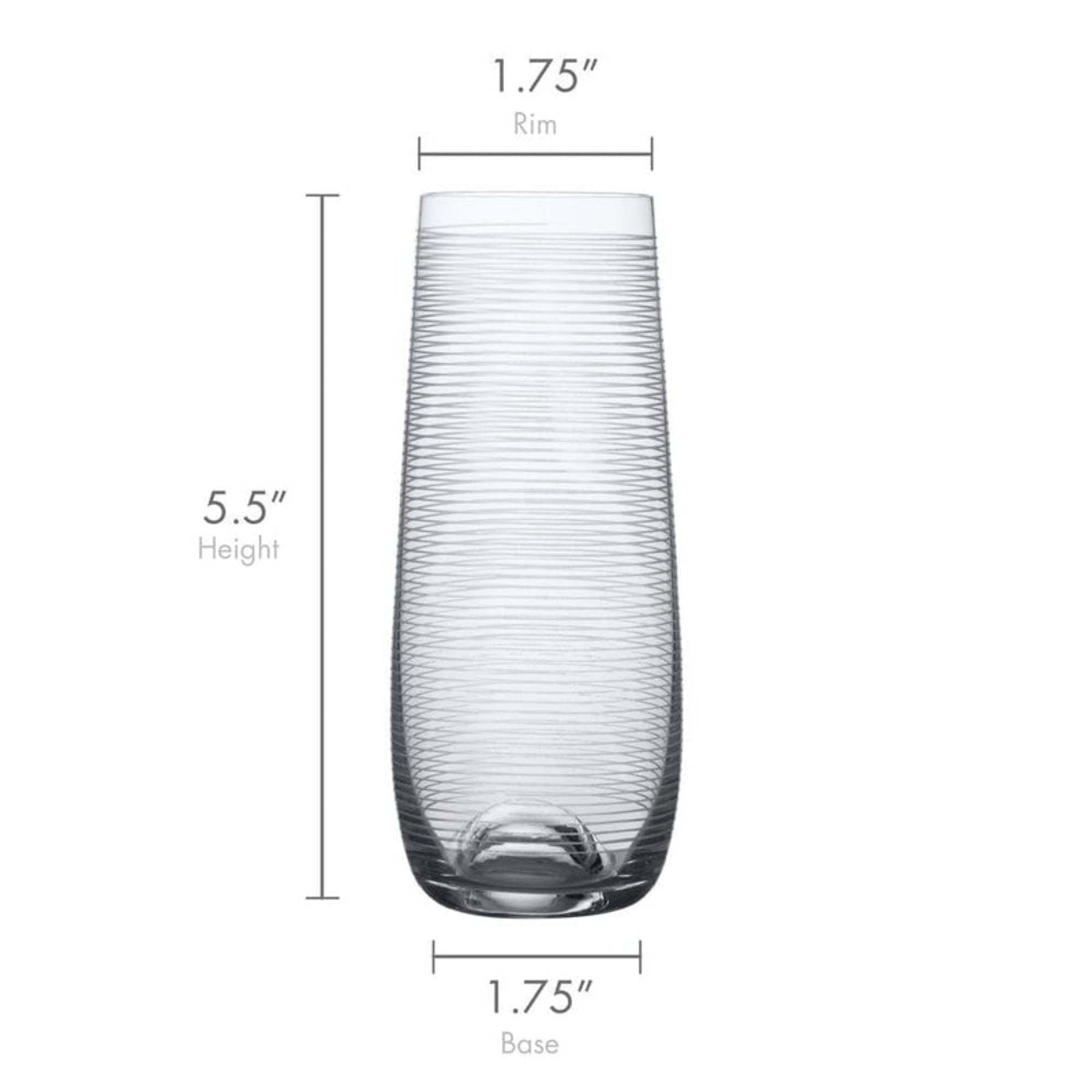 Mikasa Cheers Stemless Flutes, Set of 4 - 7.5 Oz Crystal Champagne Glasses with Playful Dot, Line & Swirl Designs - Unique Toasting Glassware for Sparkling Wine & Cocktails, Lead-Free