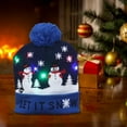 thumbnail image 5 of JUNTEX LED Christmas Hat Light Up Knitted Colorful Lights Snowman Ugly Hat Unisex Winter Sweater Beanie Cap New Year Holiday Party Decorations, 5 of 9