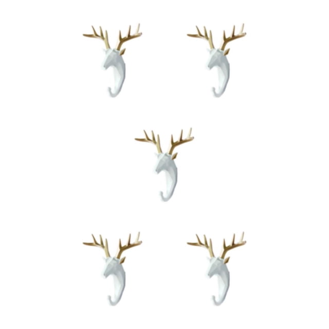 Maytalsory Animal Head Key Hook Sturdy And Durable Construction Adding Touch Of Whimsy White gold (deer) 5Set