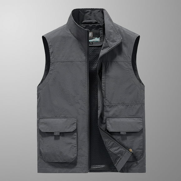 Men's Casual Outdoor Vest Lightweight Sleeveless Zip Up Breathable Multi-Pocket Fishing Safari Travel Vests Outwear