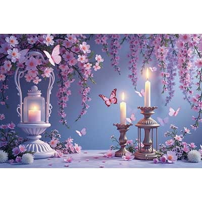 Pink Purple Childr Birthday Photoz Backdrop Hanging Flowers Balloons Butterfly Baby Photography Shooting Background