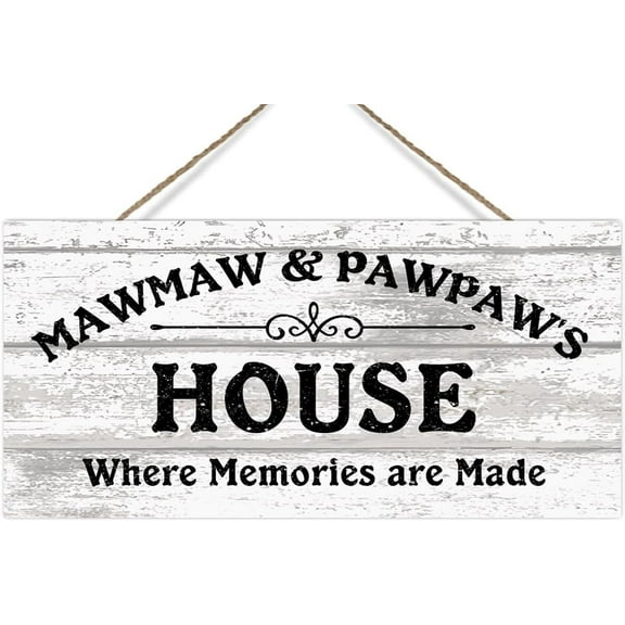 Wood Sign 10x5 Inch Mawmaw Pawpaw's House Sign Where Memories Are Made Wood Sign Distressed Wall Art New House Sign Gift For Grandparents Front Door Gate Wall Decor Gift For Women Men