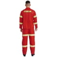 thumbnail image 5 of vastwit Mens Firefighter Fireman Outfits Long Sleeve Jacket Coat and Belt Plastic Helmet Set Red 160, 5 of 7