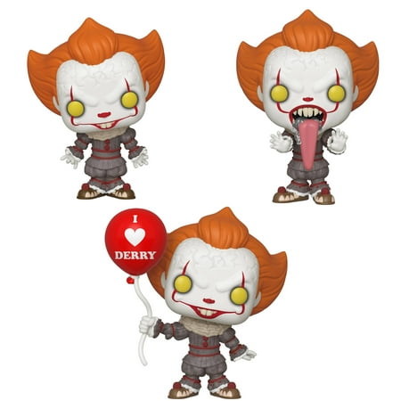 Funko POP! Horror Movies IT Chapter 2 Collectors Set - Pennywise w/ Open Arms, Pennywise w/ Balloon, Pennywise Funhouse