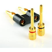 Premium Gold Dual 2 Banana Plug Post Jack Speaker Wire Cable Audio Connector